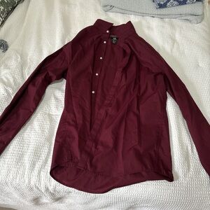 H&M Men's Dark Red Casual Button Down Shirt
